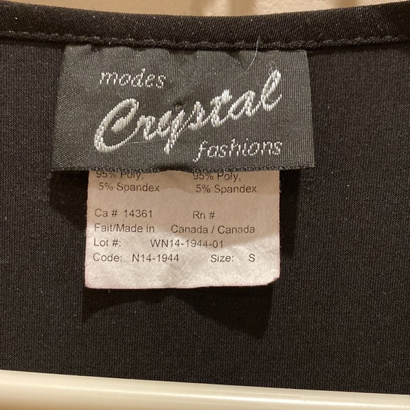 Modes Crystal Fashions Black and White Blouse with Sheer 3/4 Sleeves Size S - Picture 4 of 6